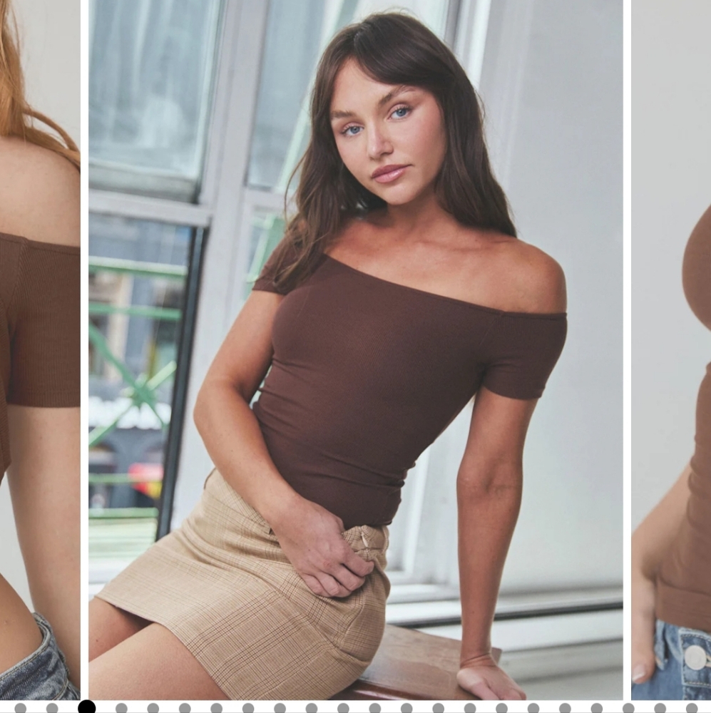 Klassy Network Brown Off-Shoulder Fitted Bodysuit